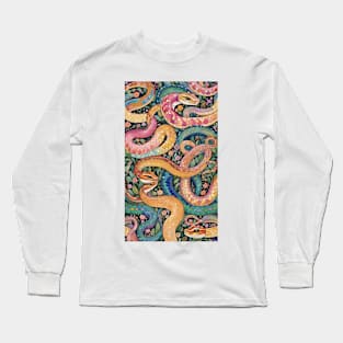 Gustav Klimt's Serpent's Charm: Inspired Snake Artistry Long Sleeve T-Shirt